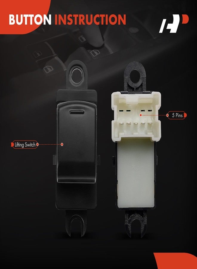 A-Premium Power Window Switch Compatible with Nissan Rogue 2008, Versa 2007/2010-2013, Pathfinder 2004, Cube, Pathfinder Armada, Versa Note, Front Right or Rear Side, Replace# 25411-1FA0A, 25411AX010 - Image 4